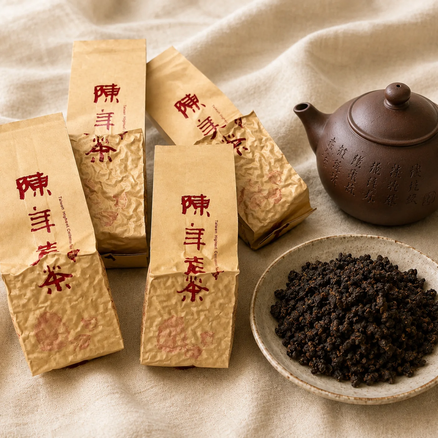 陳年老茶──牛皮紙包裝與窖藏陳年老茶乾茶葉