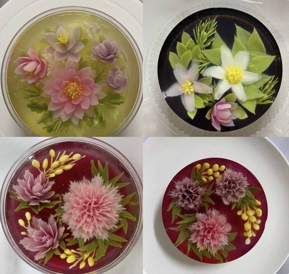 手工果凍花——透明果凍裡的立體花卉,一杯安茶青青手作烘焙教學作品